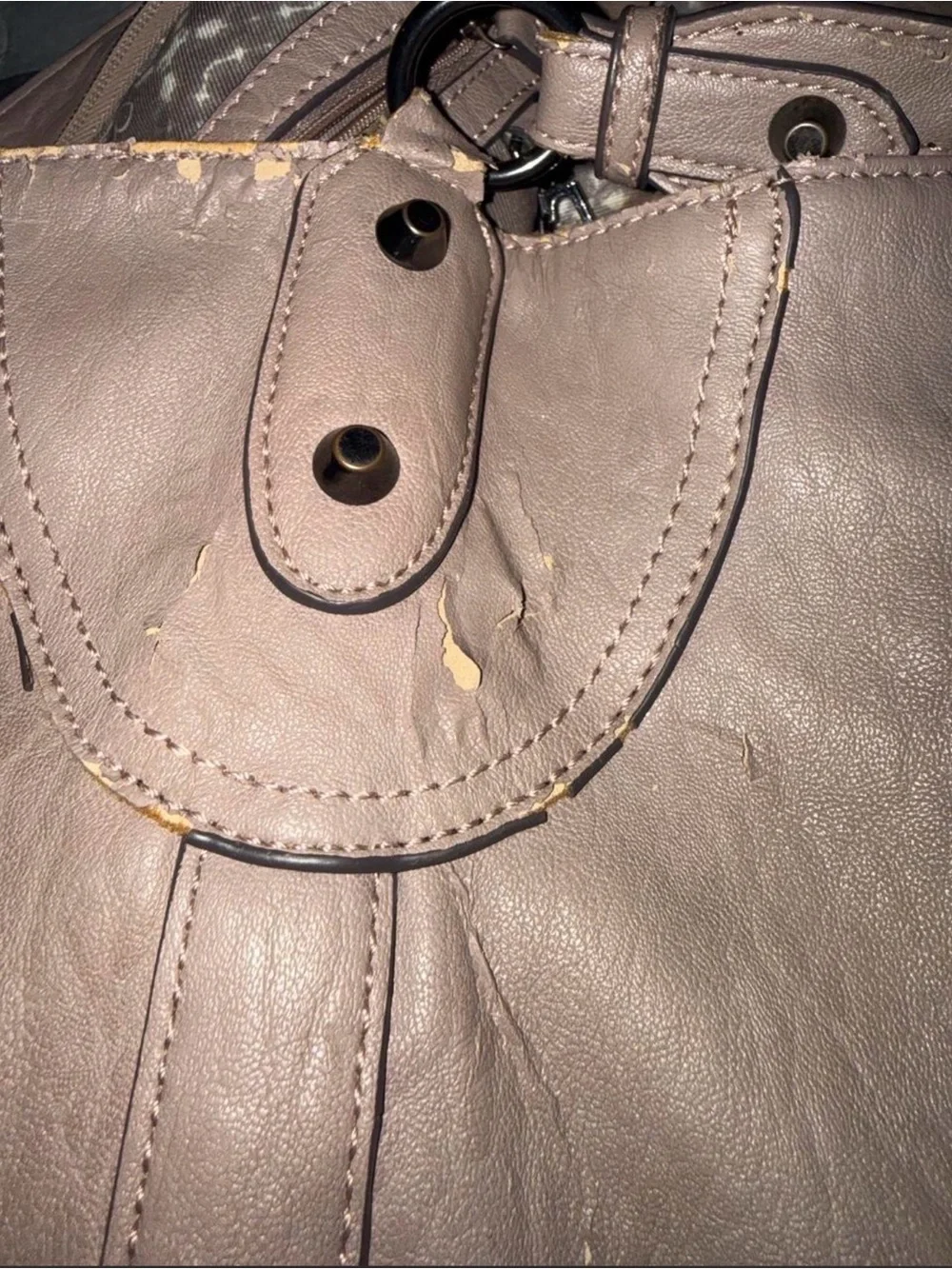 Jessica Simpson Taupe Gray Leather Shoulder Hobo